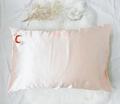 Crystal Dreams Pillowcase  Cosmic Sleep Moon Pink Vegan Silk: Rose Quartz
